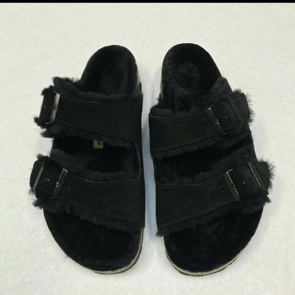 Birkenstock Women’s Sandals- Arizona Fur Shearling Women’s Size 10-10.5 - Picture 3 of 8